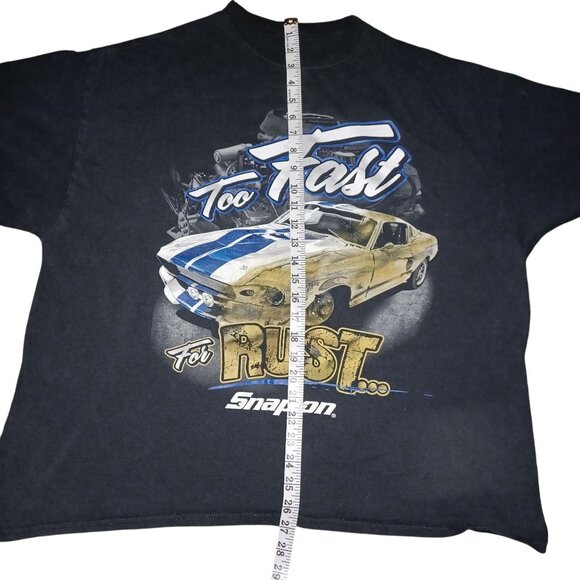 Men's Mechanic Car Snap-On "Too Fast For Rust" Graphic T-Shirt Black Size XL - Picture 4 of 5